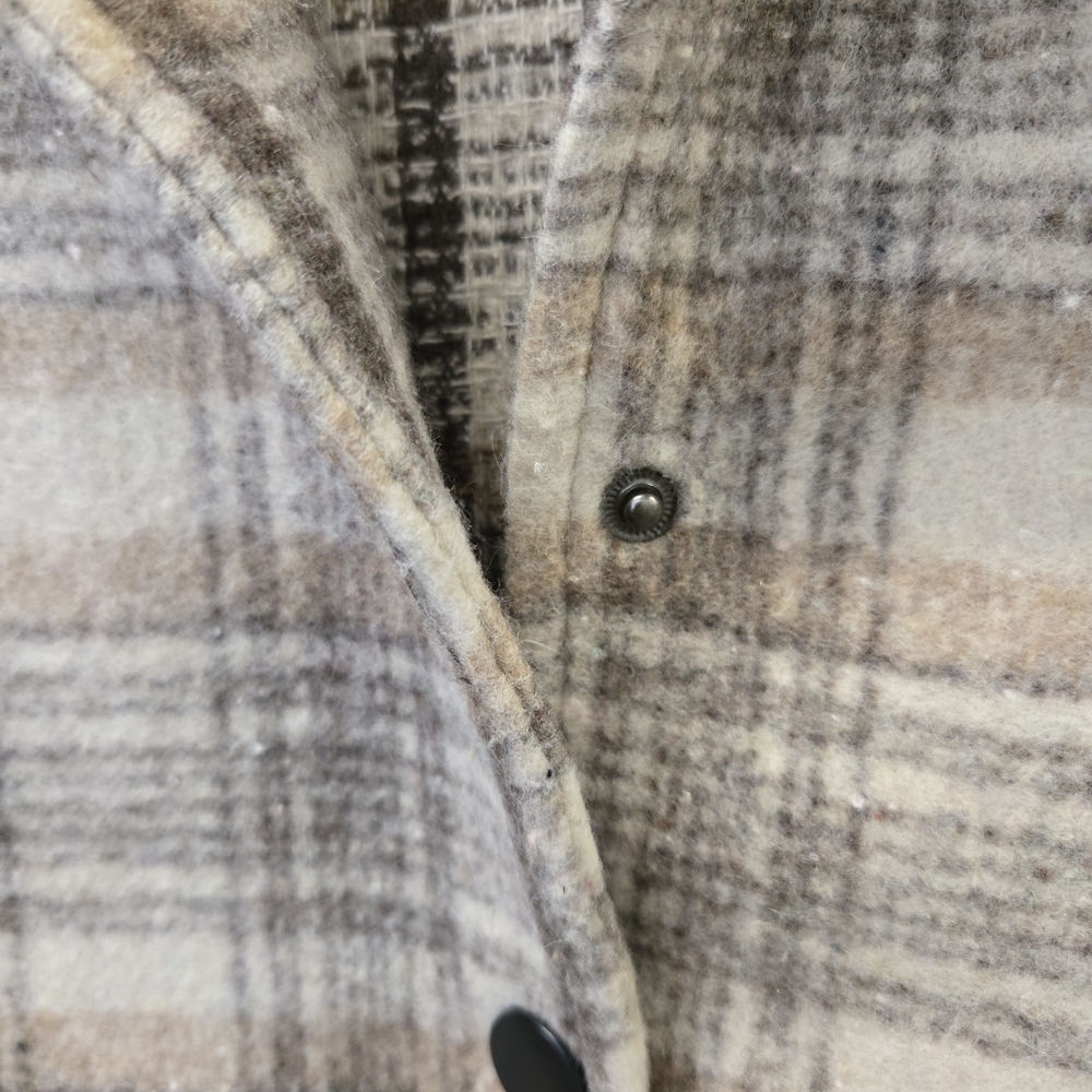 POL Plaid Teddy-Trim Jacket in Brown, Tan and Cream - Picture 2 of 6
